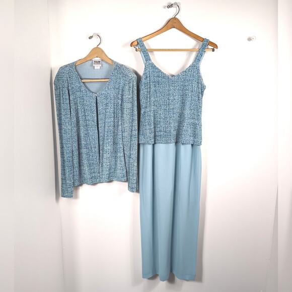 R&M Richards Dresses & Skirts - R&M Richards Dress Women's Size 8 Blue Sparkly Jacket Mother of the Bride Party